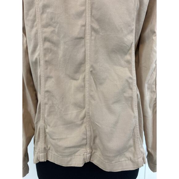 Kensie Jeans Lightweight Zip-Up Utility Jacket Size L Tan Khaki Neutral Pockets - Picture 10 of 13